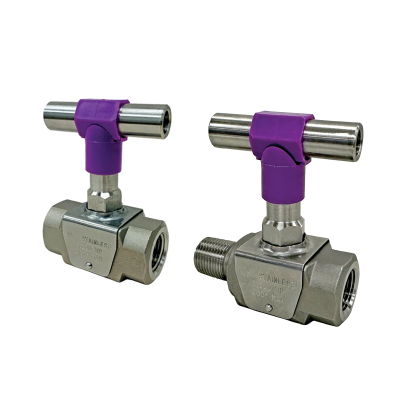 6000 PSI resilient seated stainless steel needle valve
